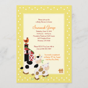 Moo Cow Farm Barnyard Baby Shower Invitations 5x7