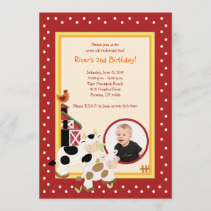 Moo Cow Farm Barnyard *PHOTO* Invitations d'annive