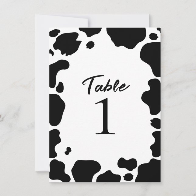 Moo Cow Spots Imprimer noir blanc Numéro de table (Devant)