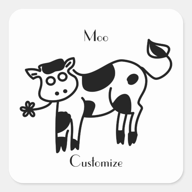 Moo Cow Thunder_Cove Quadratischer Aufkleber (Vorderseite)