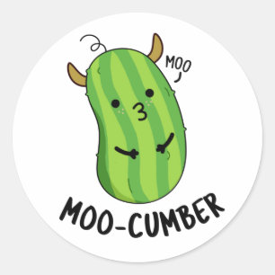 Moo-cumber Funny Veggie Cucumber Pun Runder Aufkleber