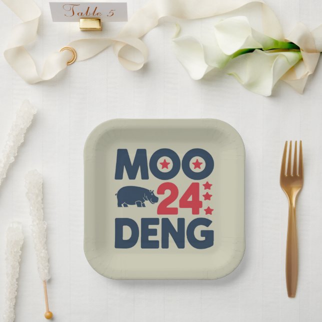 Moo Deng 2024 Moo Deng Moo Deng Niedlich Baby Hipp Pappteller (Hochzeit)