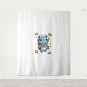 Moo Deng Astronaut Hippo Niedlich Space Adventure  Wandteppich