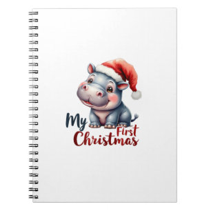 Moo Deng Baby Hippo Mein erstes Weihnachtsfest Nie Notizblock