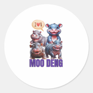 Moo Deng Baby Hippo Moo Deng Bouncy Niedlich Moo D Runder Aufkleber
