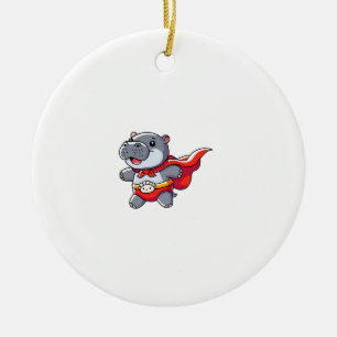 Moo Deng Baby Hippo Superhero Kinder Niedliche Fun Keramik Ornament