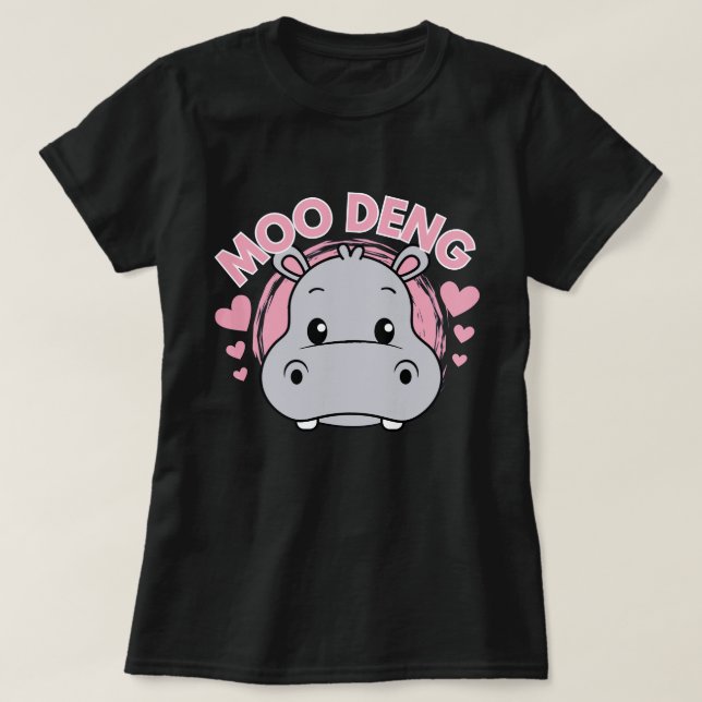 Moo Deng - Baby Pygmy Hippo T-Shirt (Design vorne)