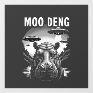 Moo Deng Baby Pygmy Hippo UFO Außerirdischen Fensteraufkleber