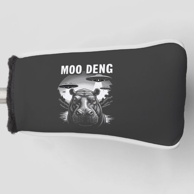 Moo Deng Baby Pygmy Hippo UFO Außerirdischen Golf Headcover (Vorderseite)