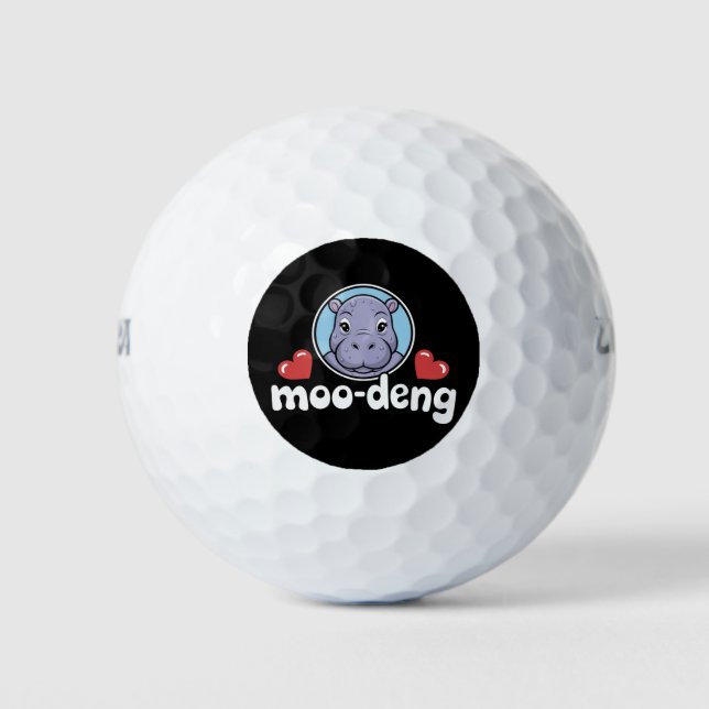 Moo Deng Bouncy Pig in Thai Picture Baby Hippo Golfball (Vorderseite)