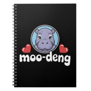 Moo Deng Bouncy Pig in Thai Picture Baby Hippo Notizblock