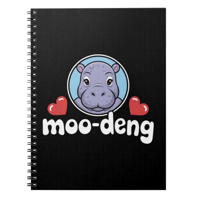 Moo Deng Bouncy Pig in Thai Picture Baby Hippo Notizblock (Vorderseite)