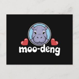 Moo Deng Bouncy Pig in Thai Picture Baby Hippo Postkarte