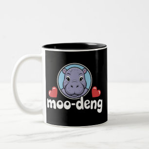 Moo Deng Bouncy Pig in Thai Picture Baby Hippo Zweifarbige Tasse