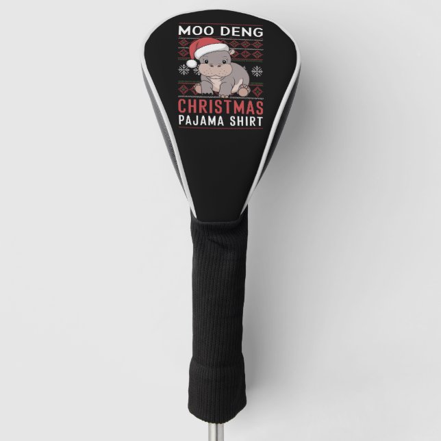 Moo Deng Christmas Pajama Matching Family Golf Headcover (Vorderseite)