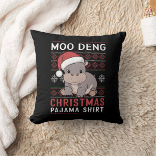 Moo Deng Christmas Pajama Matching Family Kissen
