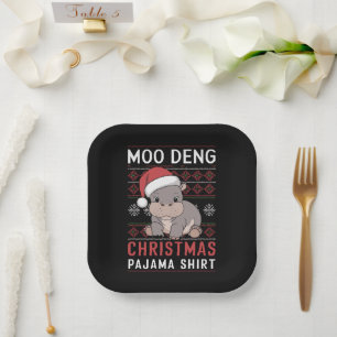 Moo Deng Christmas Pajama Matching Family Pappteller