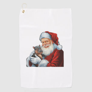 Moo Deng Der Hippo-Held Rette die Weihnachtsferien Golfhandtuch