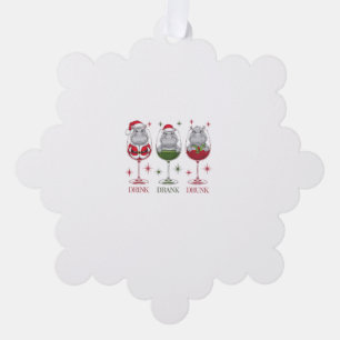 Moo-deng Drink getrunken Betrunkene Brille Weihnac Ornament Karte