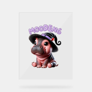 Moo-Deng Hexenhaus Hippo Niedlich Baby Pygmy Anges Acrylschild