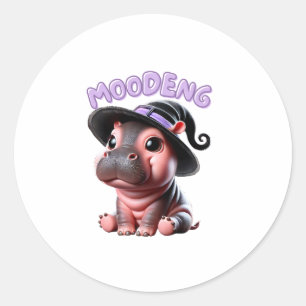 Moo-Deng Hexenhaus Hippo Niedlich Baby Pygmy Anges Runder Aufkleber
