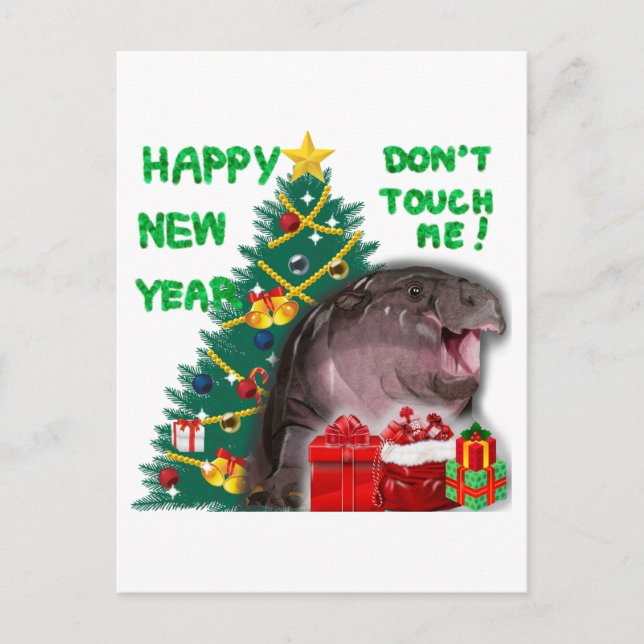 Moo Deng Hippo Christmas Postkarte (Vorderseite)