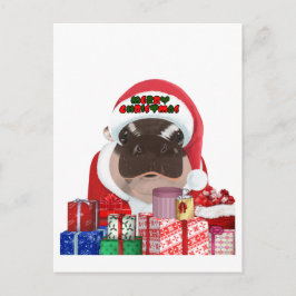 Moo Deng Hippo Christmas Postkarte