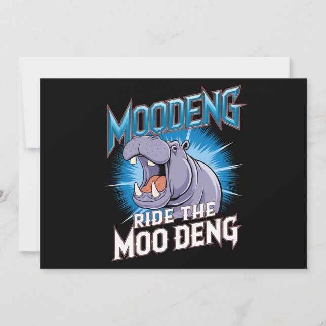 MOO DENG Hippo fährt das MOO DENG Einladung (Vorderseite)
