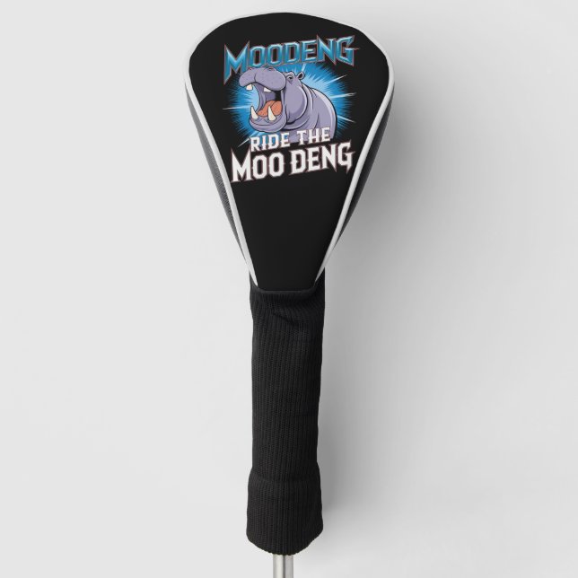 MOO DENG Hippo fährt das MOO DENG Golf Headcover (Vorderseite)