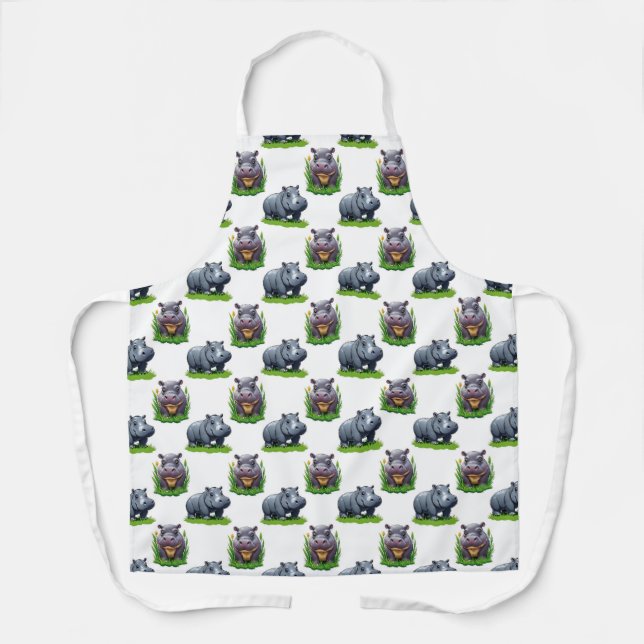 Moo Deng Hippopotamus Tierdesign Schürze (Vorderseite)