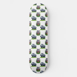 Moo Deng Hippopotamus Tierdesign Skateboard