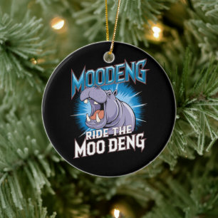 MOO DENG Nilpferd Reiten Sie die MOO DENG Keramik Ornament