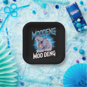 MOO DENG Nilpferd Reiten Sie die MOO DENG Pappteller