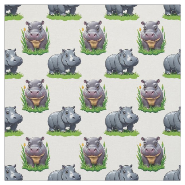 Moo Deng Nilpferd Tier Muster Design  Stoff (Muster)