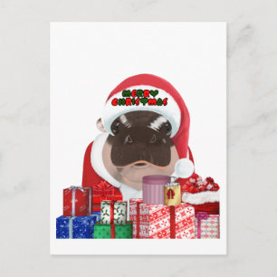 Moo Deng Nilpferd Weihnachten Postkarte