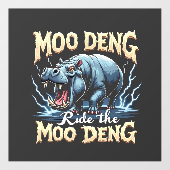 Moo Deng reiten Moo Deng Funny Hippo Fensteraufkleber (Blatt)