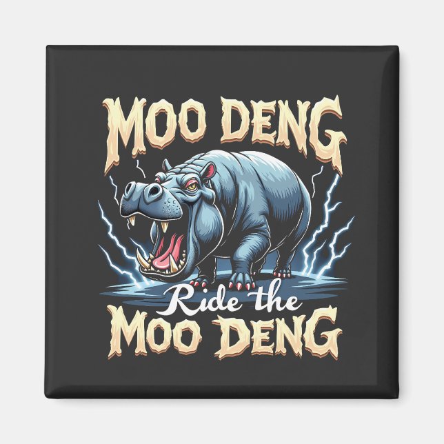 Moo Deng reiten Moo Deng Funny Hippo Magnet (Vorne)