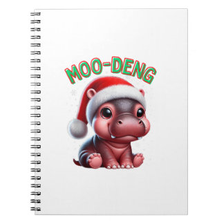 Moo-Deng Santa Christmas Funny Niedlich Baby Pygmy Notizblock