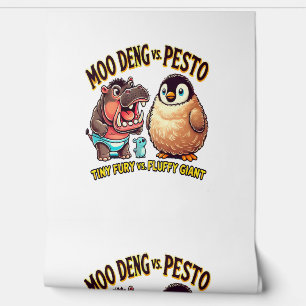 Moo Deng vs. Pesto Angry Hippo vs. Fluffy Penguin Tapete