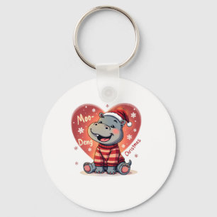 Moo-Deng Weihnachten Hippo Niedlich Holiday Cartoo Schlüsselanhänger