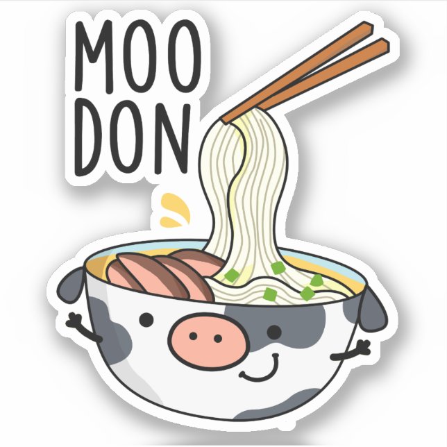 Moo-don Funny Udon Pun Aufkleber (Vorderseite)