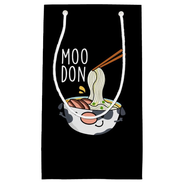 Moo-don Funny Udon Pun Dark BG Kleine Geschenktüte (Vorderseite)