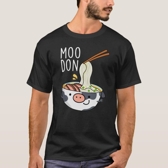 Moo-don Funny Udon Pun Dark BG T-Shirt (Vorderseite)