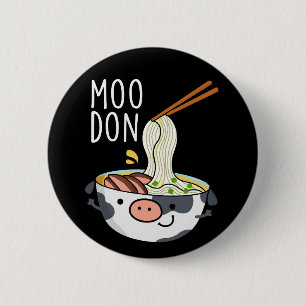 Moo-don Funny Udon Pun Dunkler Hintergrund Button