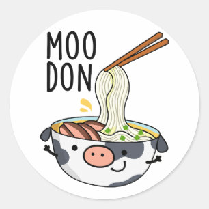 Moo-don Lustiger Udon Wortspiel Runder Aufkleber