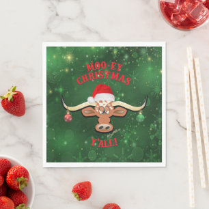 "MOO-ey Weihnachten, Longhorn-Steer Serviette