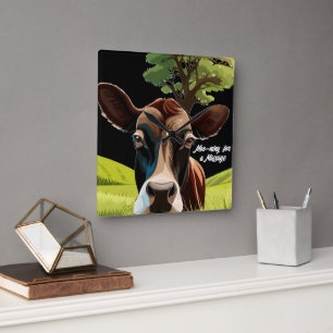 Moo for a Massage Quadratische Wanduhr