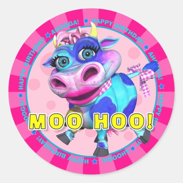 MOO HOO! Birthday Stickers with Kissy Moo (Vorderseite)