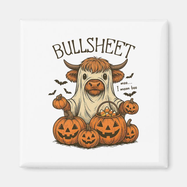 Moo... I Gemein Boo Bullsheet Cow Ghost Halloween  Magnet (Vorne)