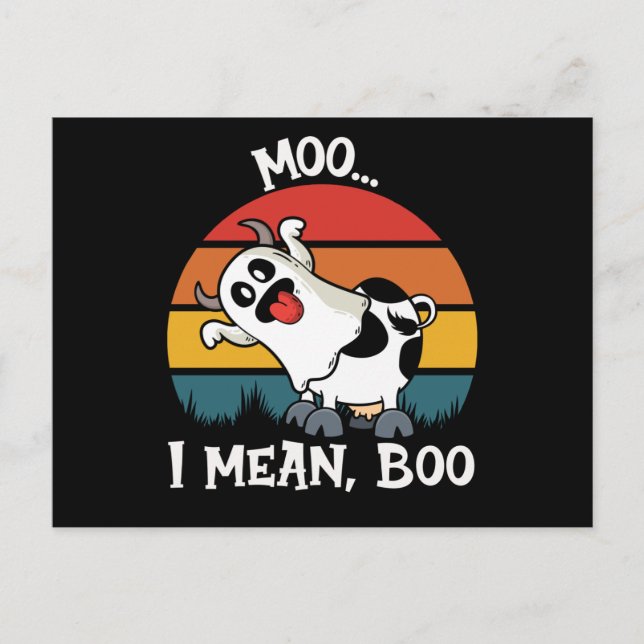 Moo I Gemein Boo Funny Ghost Cow halloween Postkarte (Vorderseite)